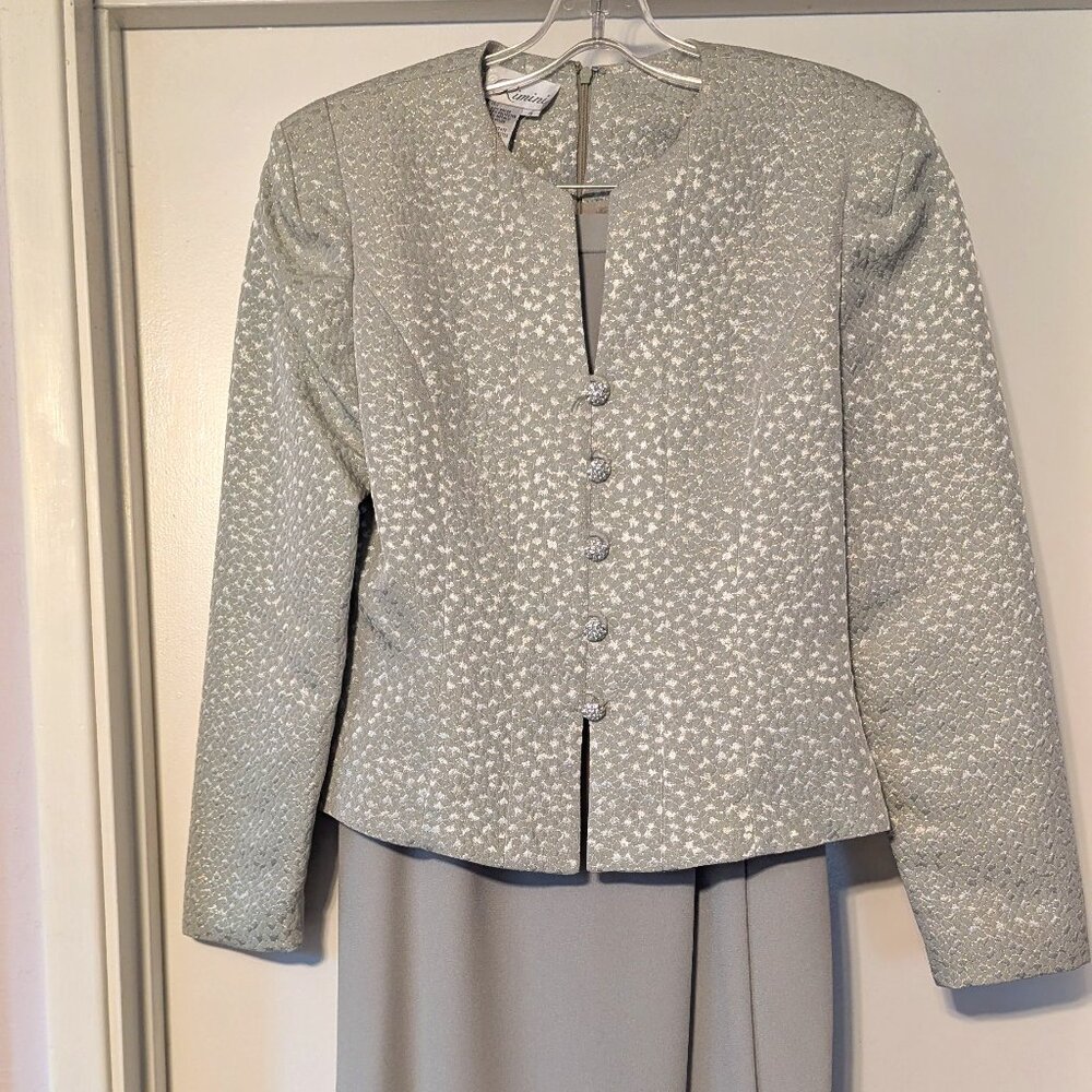 Vintage Rimini Mother of Bride/special occasion sage green jacket and skirt set